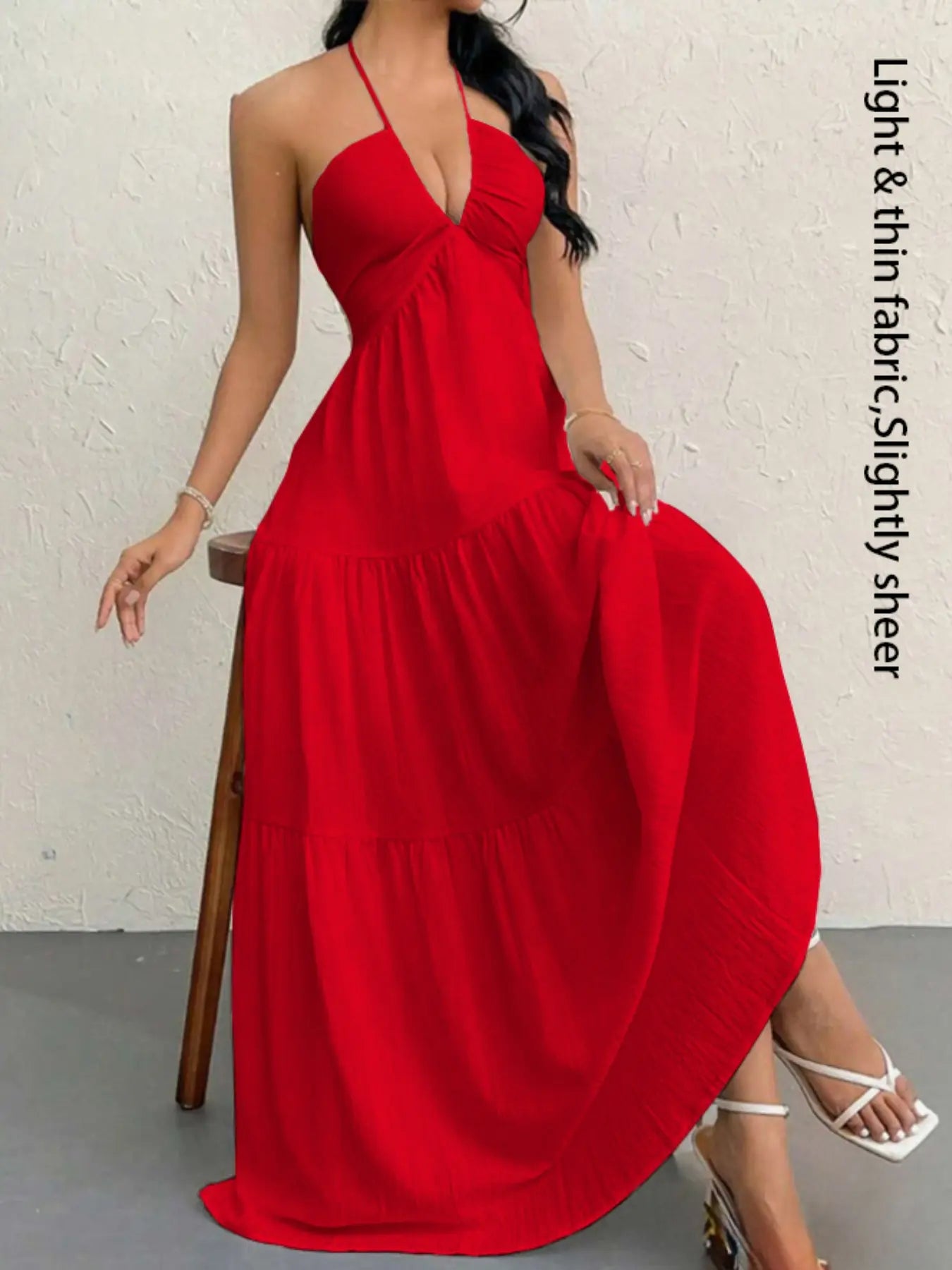 Women'S Plain Dress, Summer Clothes Women, Casual Sleeveless Backless Dress for Beach Holiday Vacation, Ladies Summer Clothes