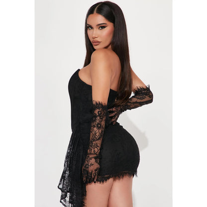 Always Sweet Corset Mini Dress Set - Black