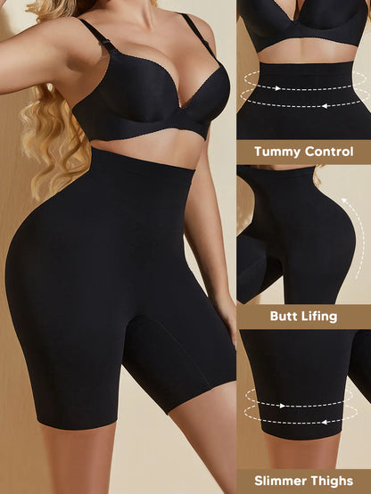 MUEE Women'S High Waisted Tummy Tuck Shaping High Elastic Lycra Five Points Shaping Bottom Pants Shapewear Shorts for Women Thigh Slimming Sculpting Stretchy Tummy Control & 3D Hip Lift-Up & Thigh Slimmer Womenswear Compression Sexy Comfort