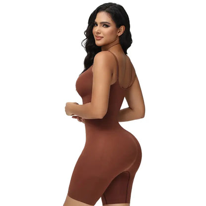 Curveshe High Elastic Adjustable Strap Bodysuit Invisible Open Crotch Basic Shapewear
