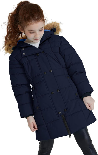 Girls' Long Winter Coat Waterproof Warm Puffer Jacket Hooded Snow Parka