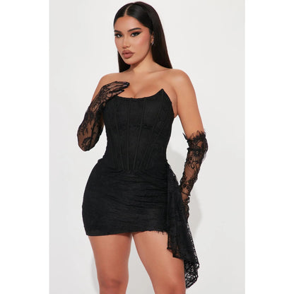 Always Sweet Corset Mini Dress Set - Black