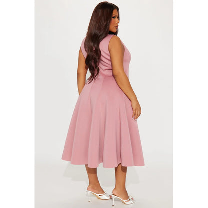 Sweet Sunday Pleated Midi Dress - Mauve