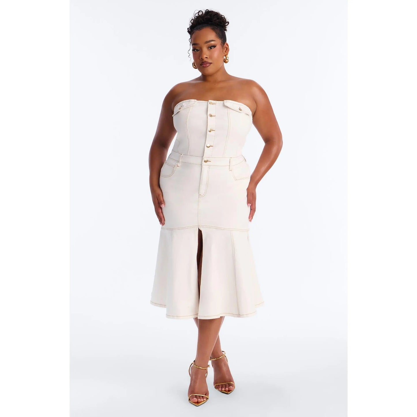 Main One Denim Midi Dress - White