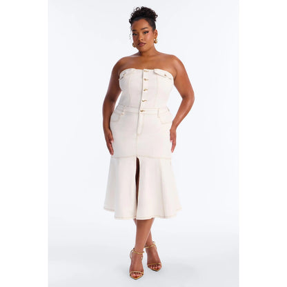 Main One Denim Midi Dress - White