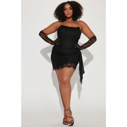 Always Sweet Corset Mini Dress Set - Black