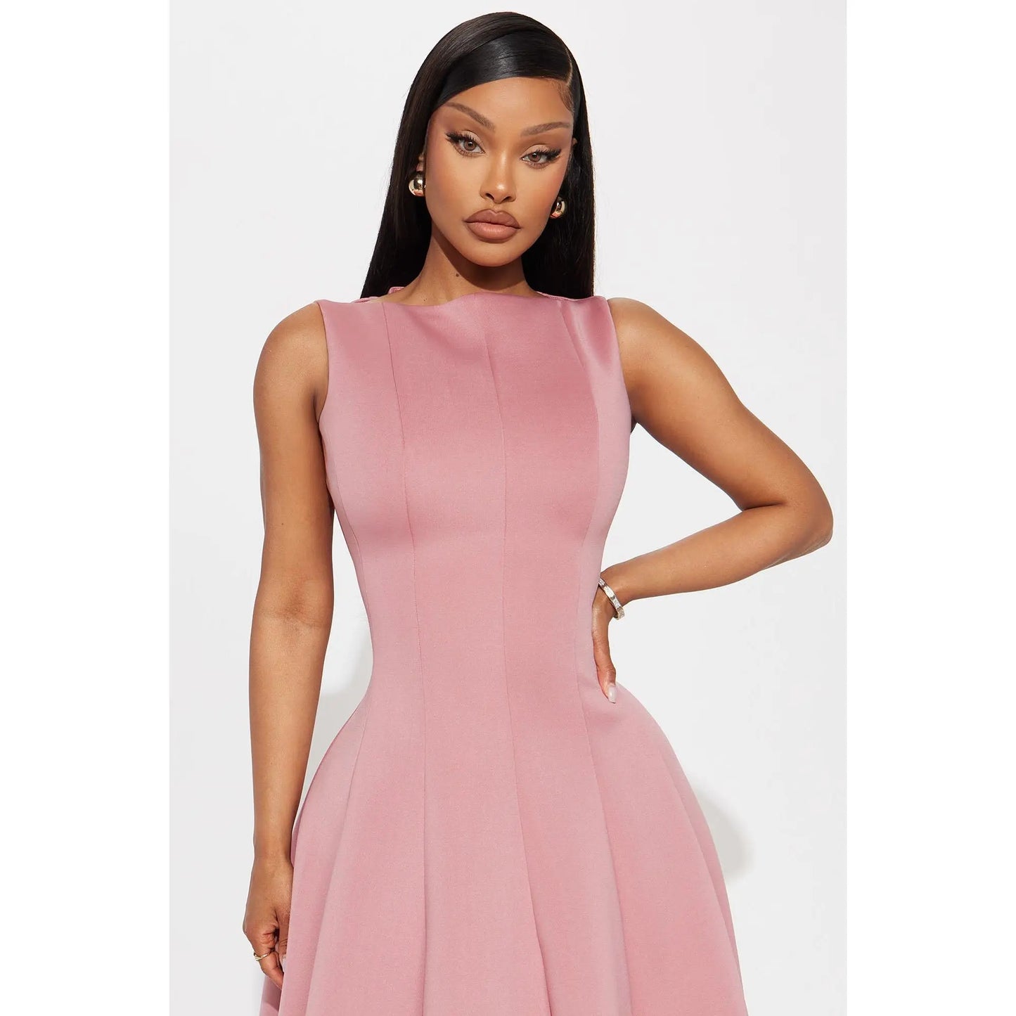 Sweet Sunday Pleated Midi Dress - Mauve