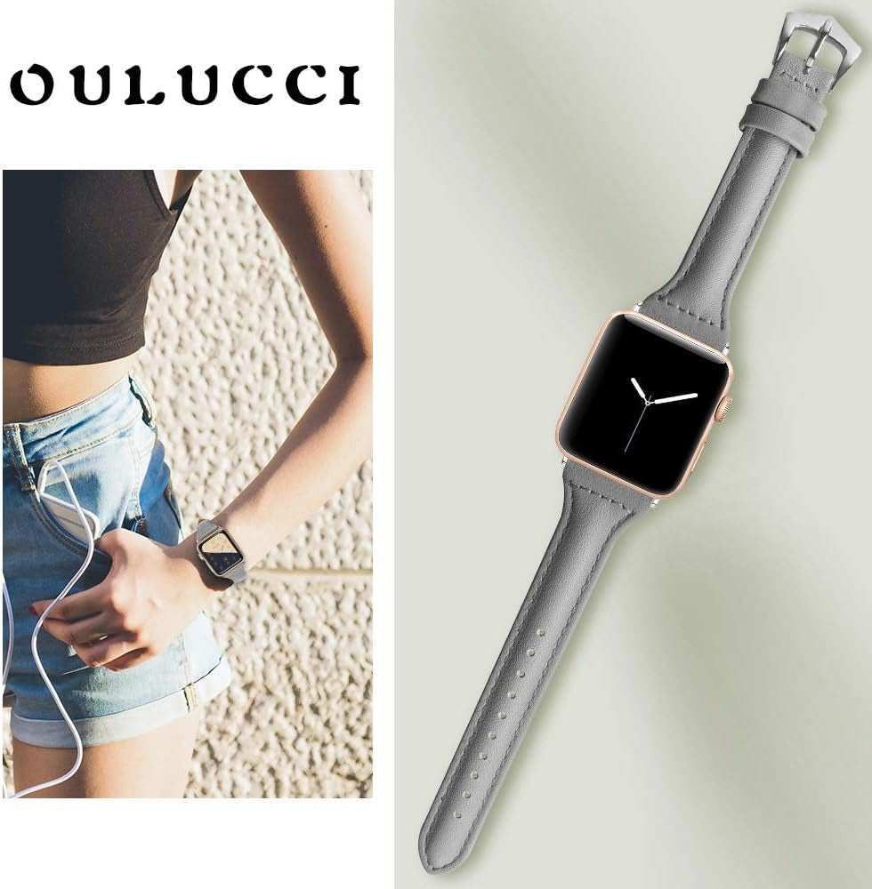 Leather Bands Compatible Apple Watch Bands for Women 38Mm 40Mm 41Mm 42Mm 44Mm 45Mm 46Mm 49Mm, Top Grain Leather Band Replacement Strap for Iwatch Ultra SE SE2 Series 11 10 9 8 7 6 5 4 3 2 1