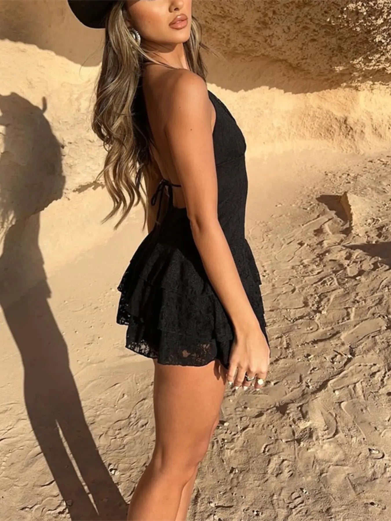 Women Summer Sexy Party Cluv V Neck Halter Backless Outfit Sleeveless Bodycon White Mini Dress