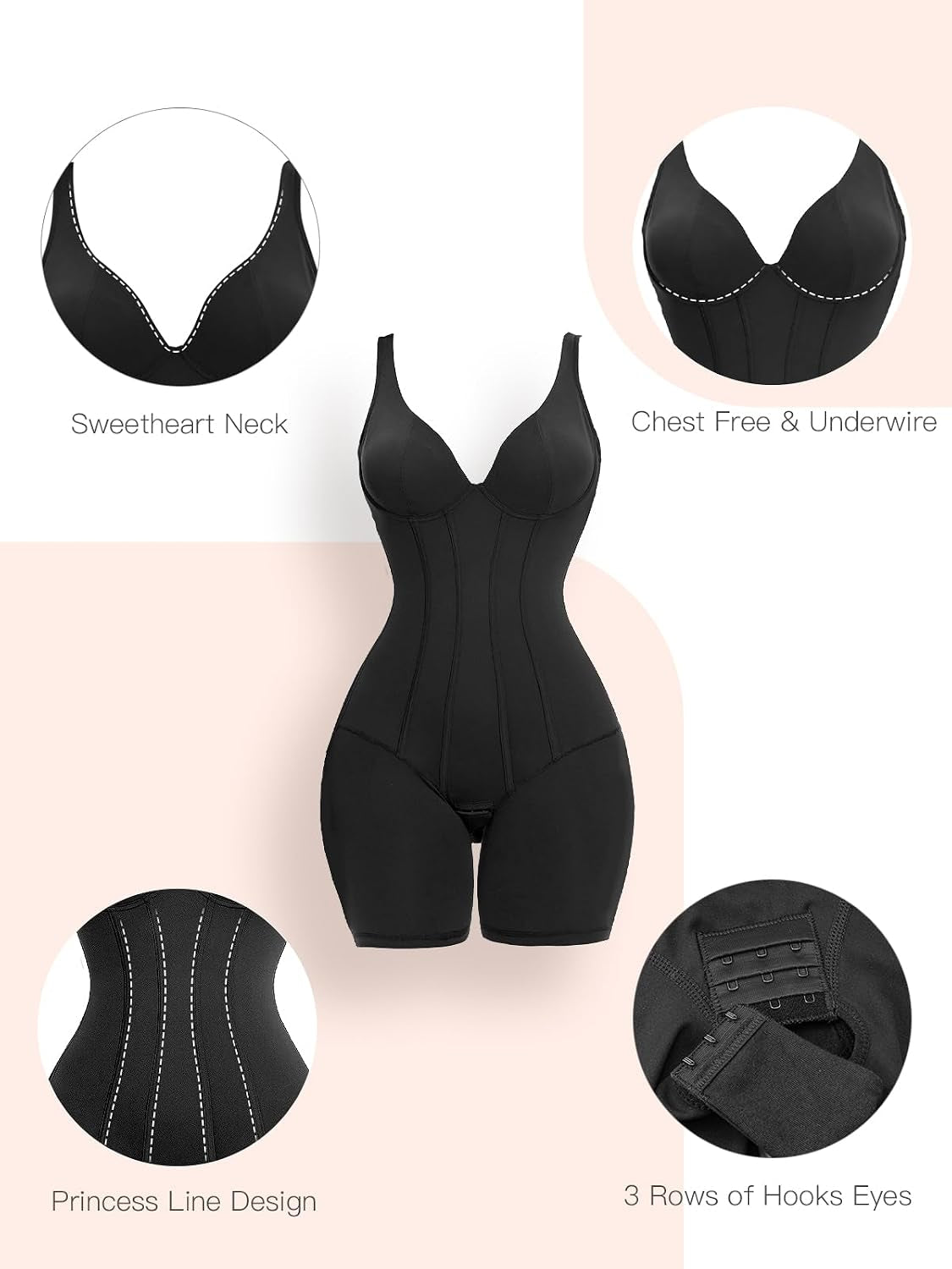 Women V-Neck Corset Bodysuits - Tummy Control Sculpting Body Suits : Hip Lifter Shapewear Outfits Club Tops