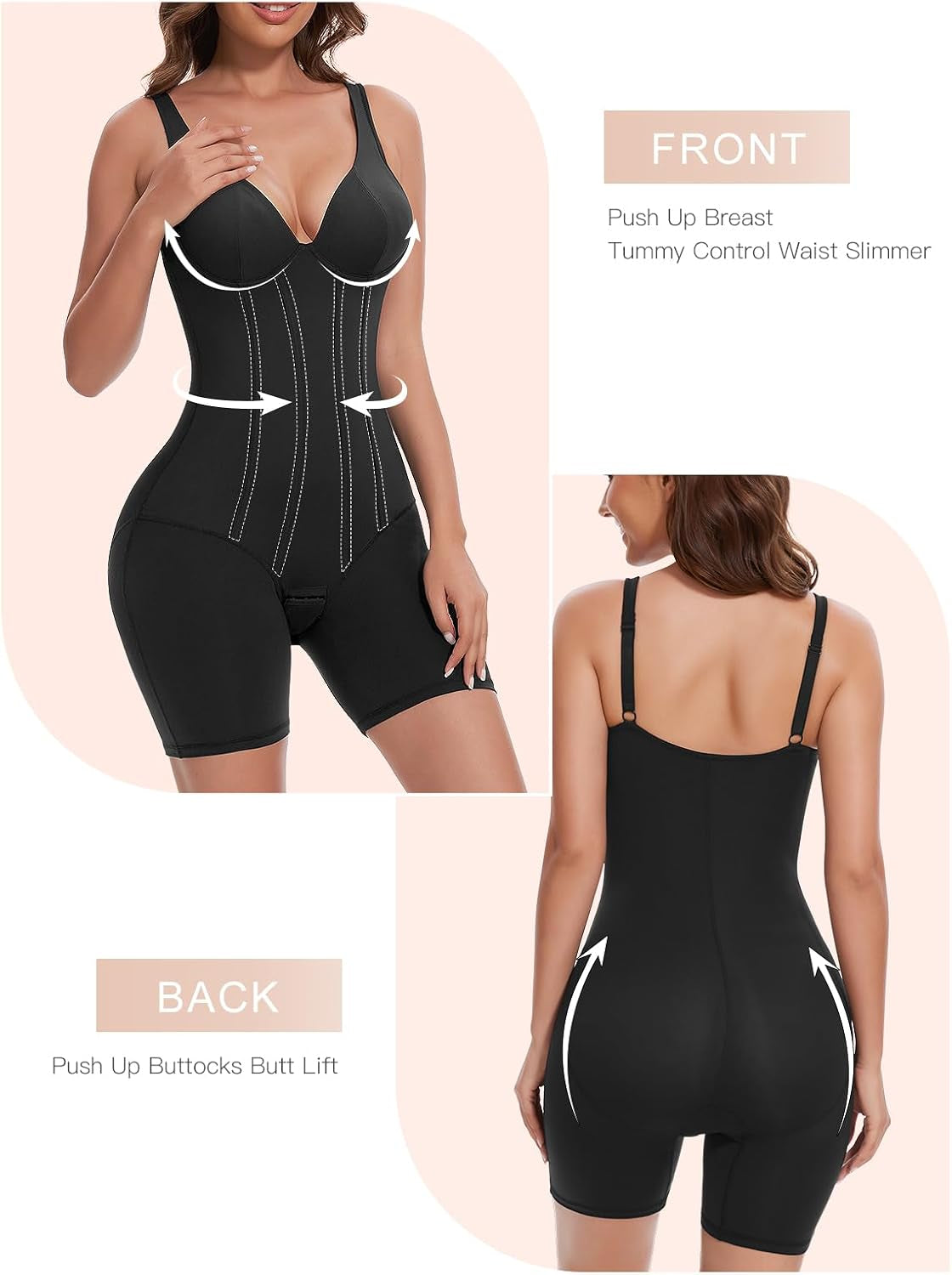 Women V-Neck Corset Bodysuits - Tummy Control Sculpting Body Suits : Hip Lifter Shapewear Outfits Club Tops