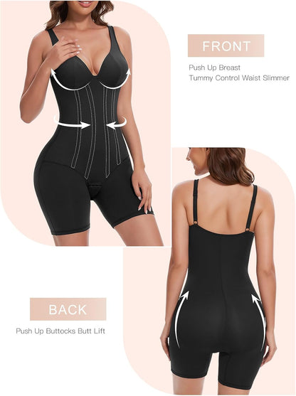 Women V-Neck Corset Bodysuits - Tummy Control Sculpting Body Suits : Hip Lifter Shapewear Outfits Club Tops