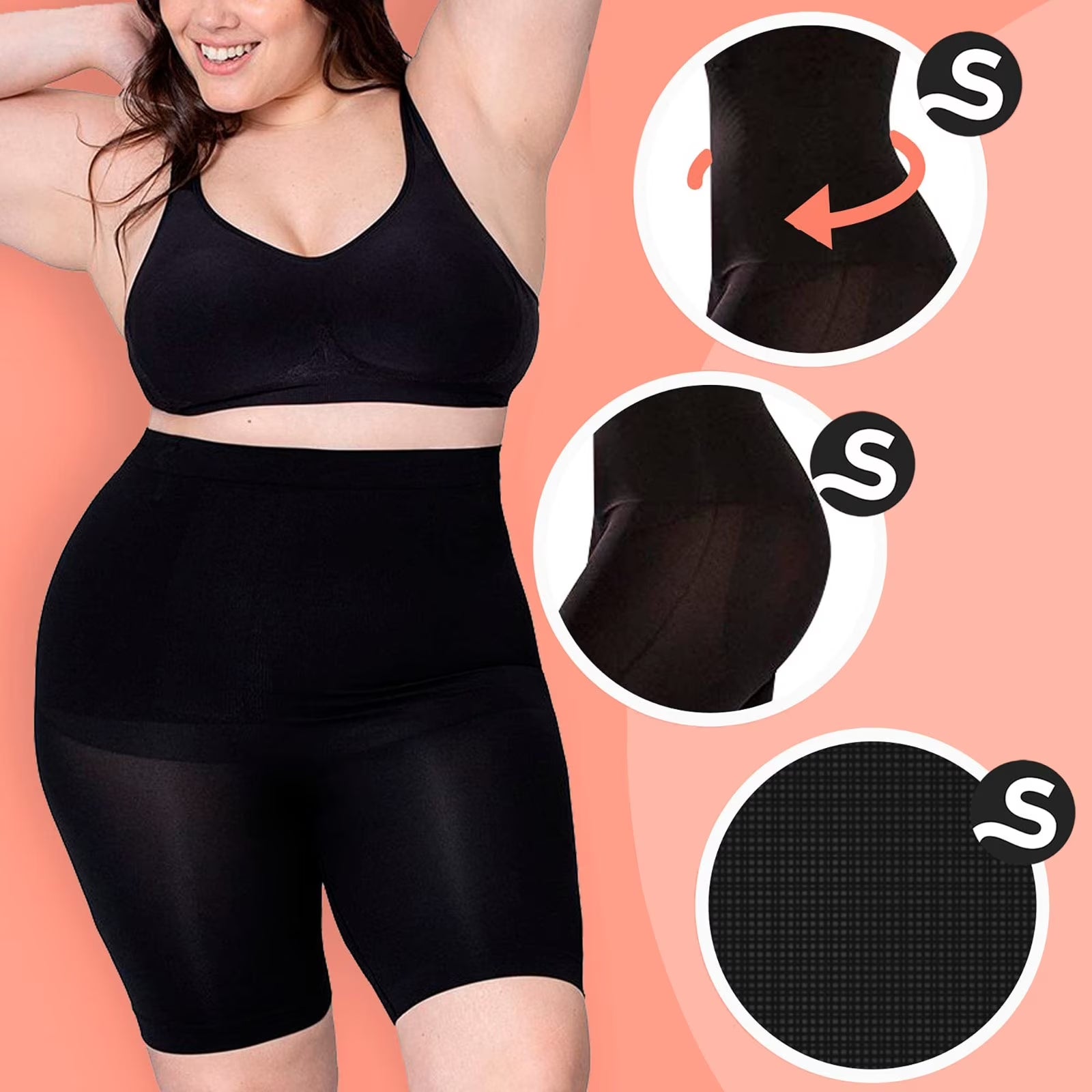 Shaper Bodysuit for Women High-Waisted Corset Shaper Slim Waist Panty Trainer Black S