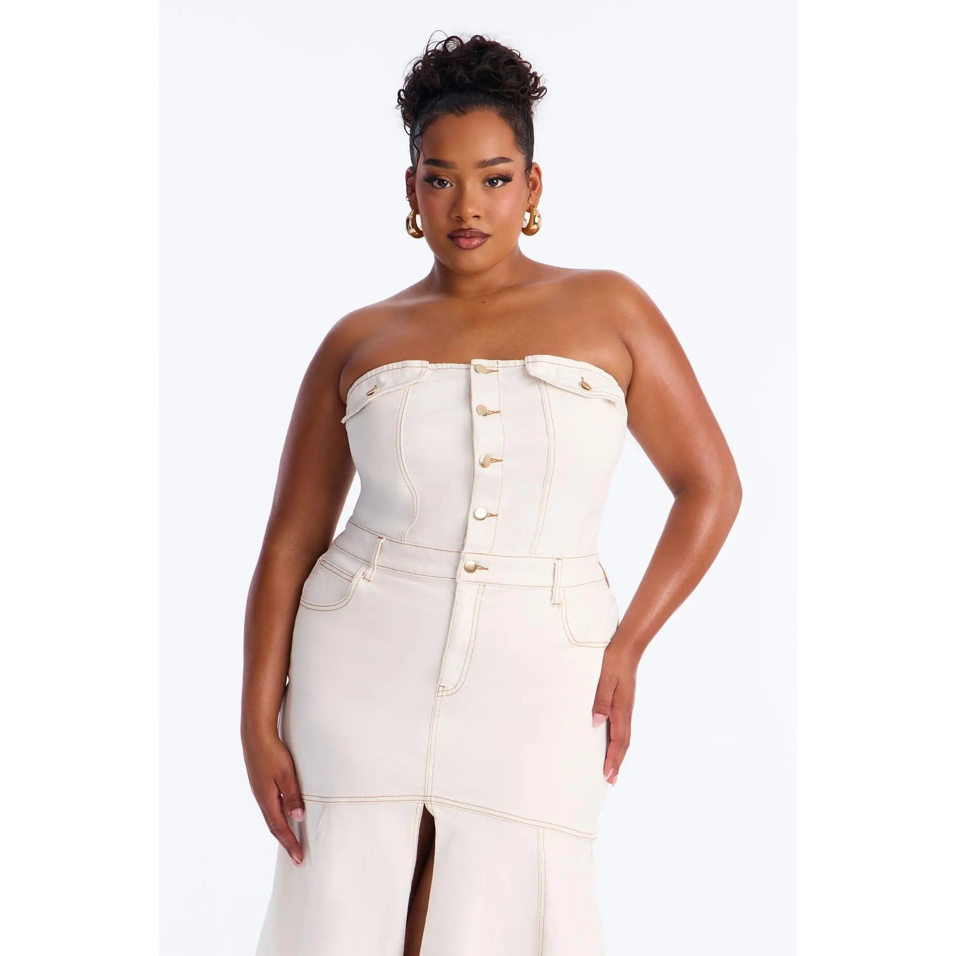 Main One Denim Midi Dress - White