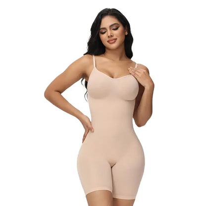 Curveshe High Elastic Adjustable Strap Bodysuit Invisible Open Crotch Basic Shapewear