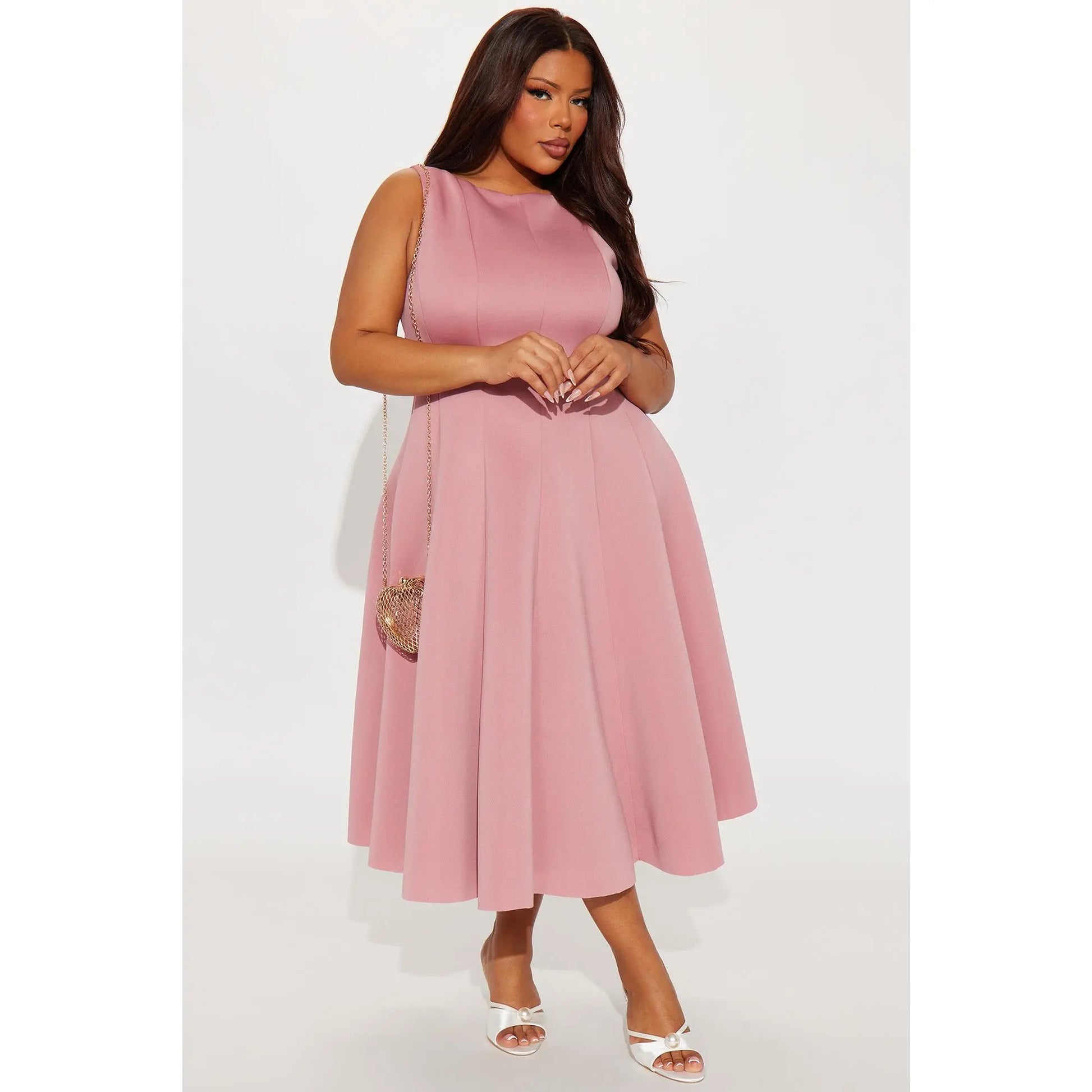 Sweet Sunday Pleated Midi Dress - Mauve