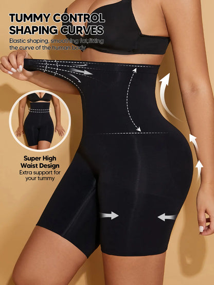 MUEE Women'S High Waisted Tummy Tuck Shaping High Elastic Lycra Five Points Shaping Bottom Pants Shapewear Shorts for Women Thigh Slimming Sculpting Stretchy Tummy Control & 3D Hip Lift-Up & Thigh Slimmer Womenswear Compression Sexy Comfort