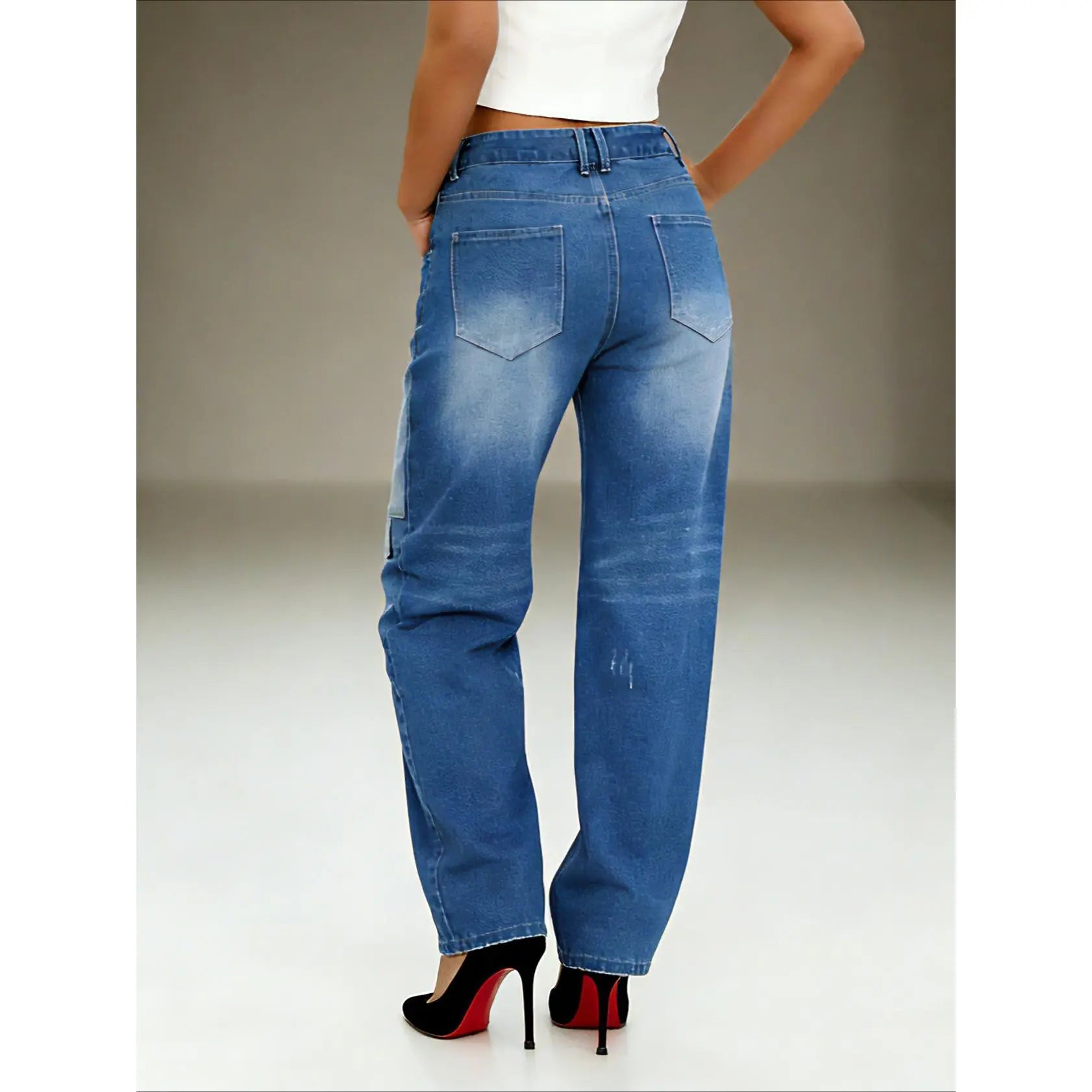 Women'S Loose Jeans | Retro Washed + Pocket Patchwork & Cone Fit