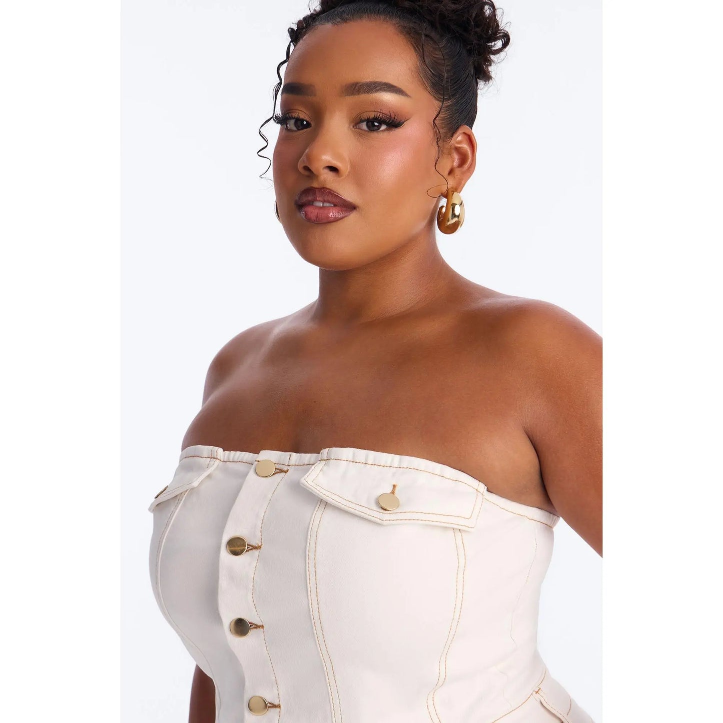Main One Denim Midi Dress - White