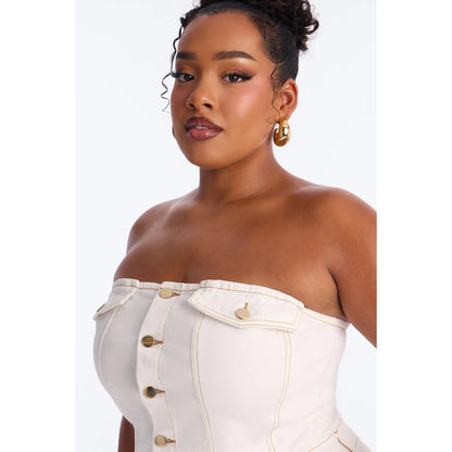 Main One Denim Midi Dress - White