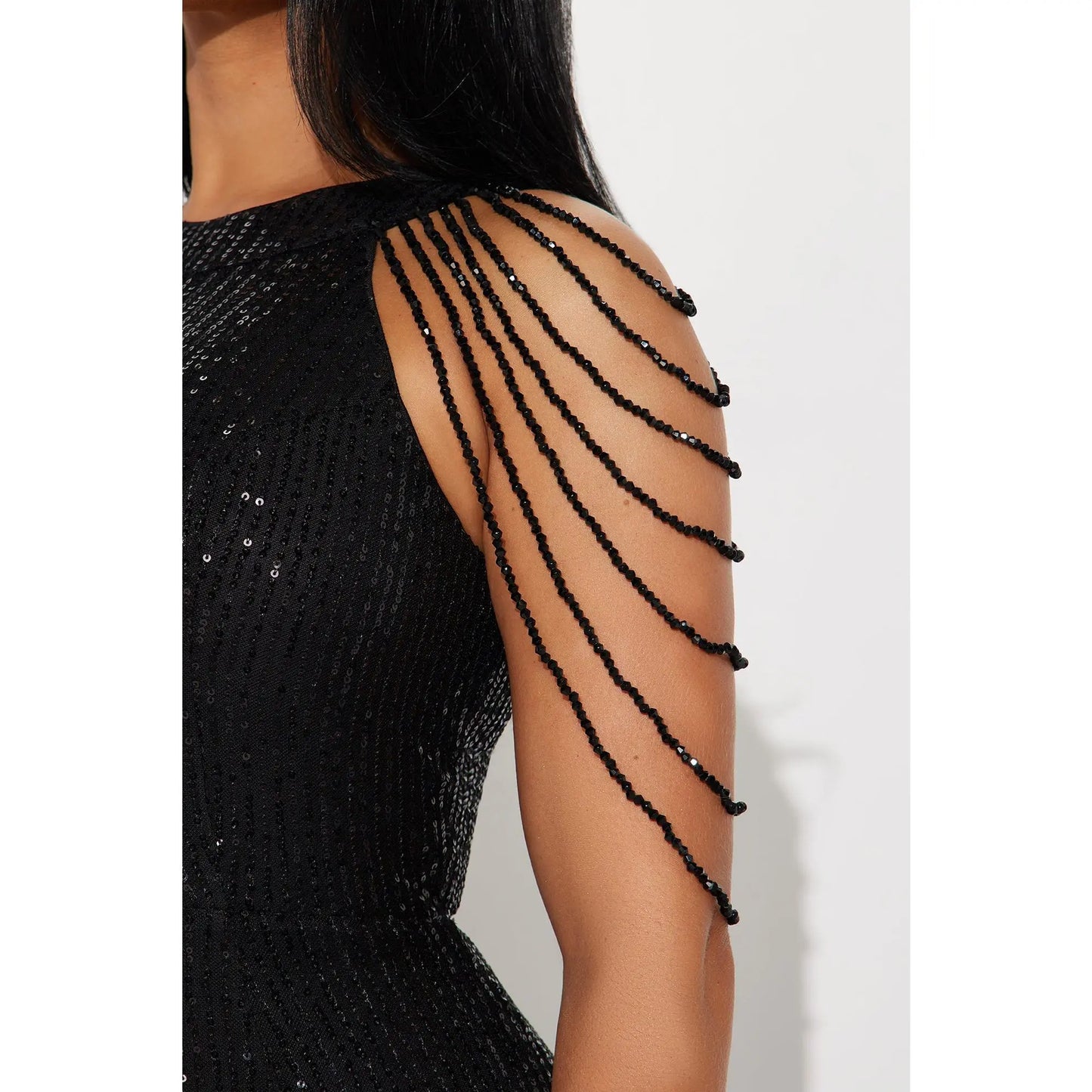 Diana Embellished Sequin Gown - Black