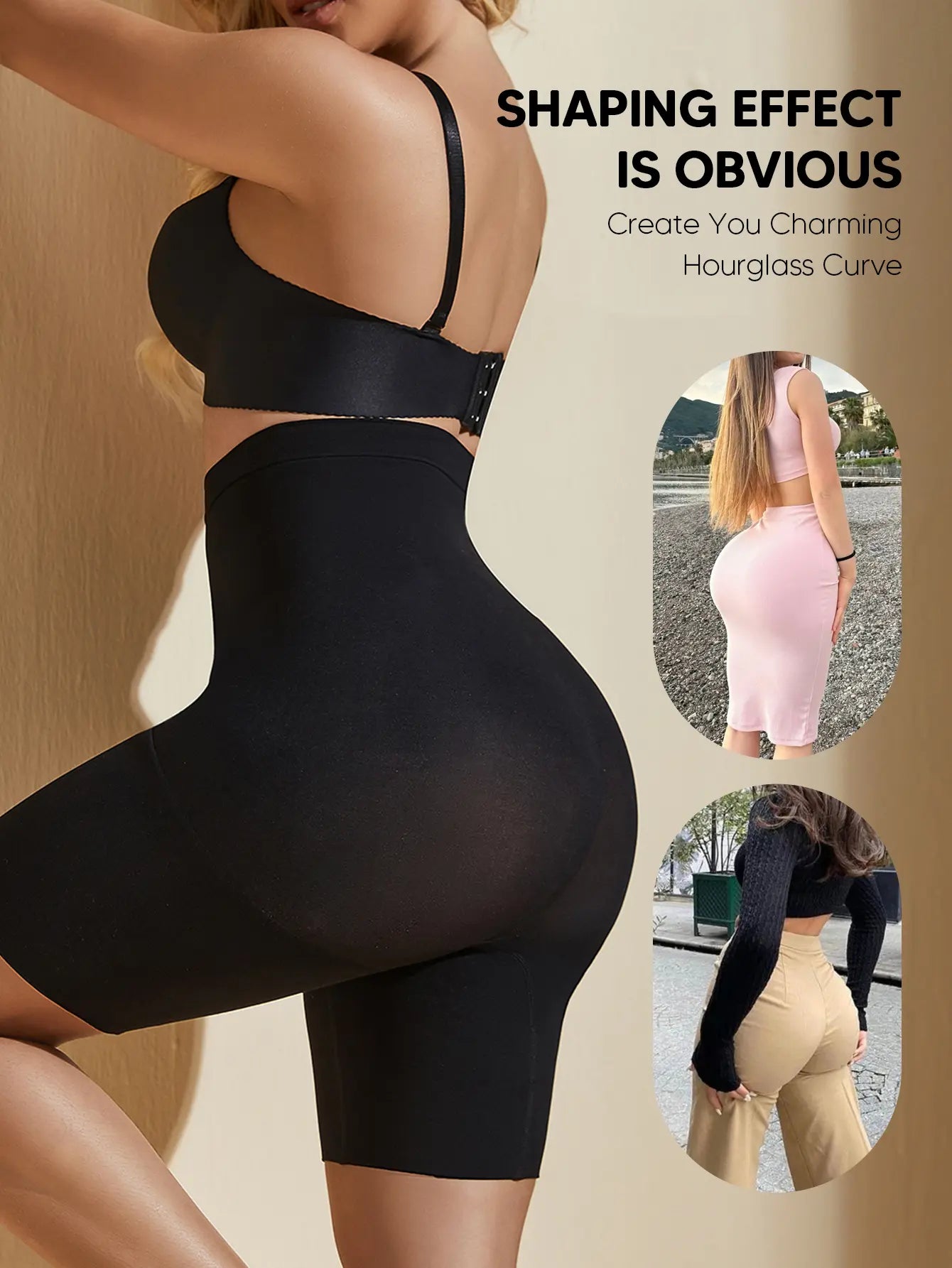 MUEE Women'S High Waisted Tummy Tuck Shaping High Elastic Lycra Five Points Shaping Bottom Pants Shapewear Shorts for Women Thigh Slimming Sculpting Stretchy Tummy Control & 3D Hip Lift-Up & Thigh Slimmer Womenswear Compression Sexy Comfort