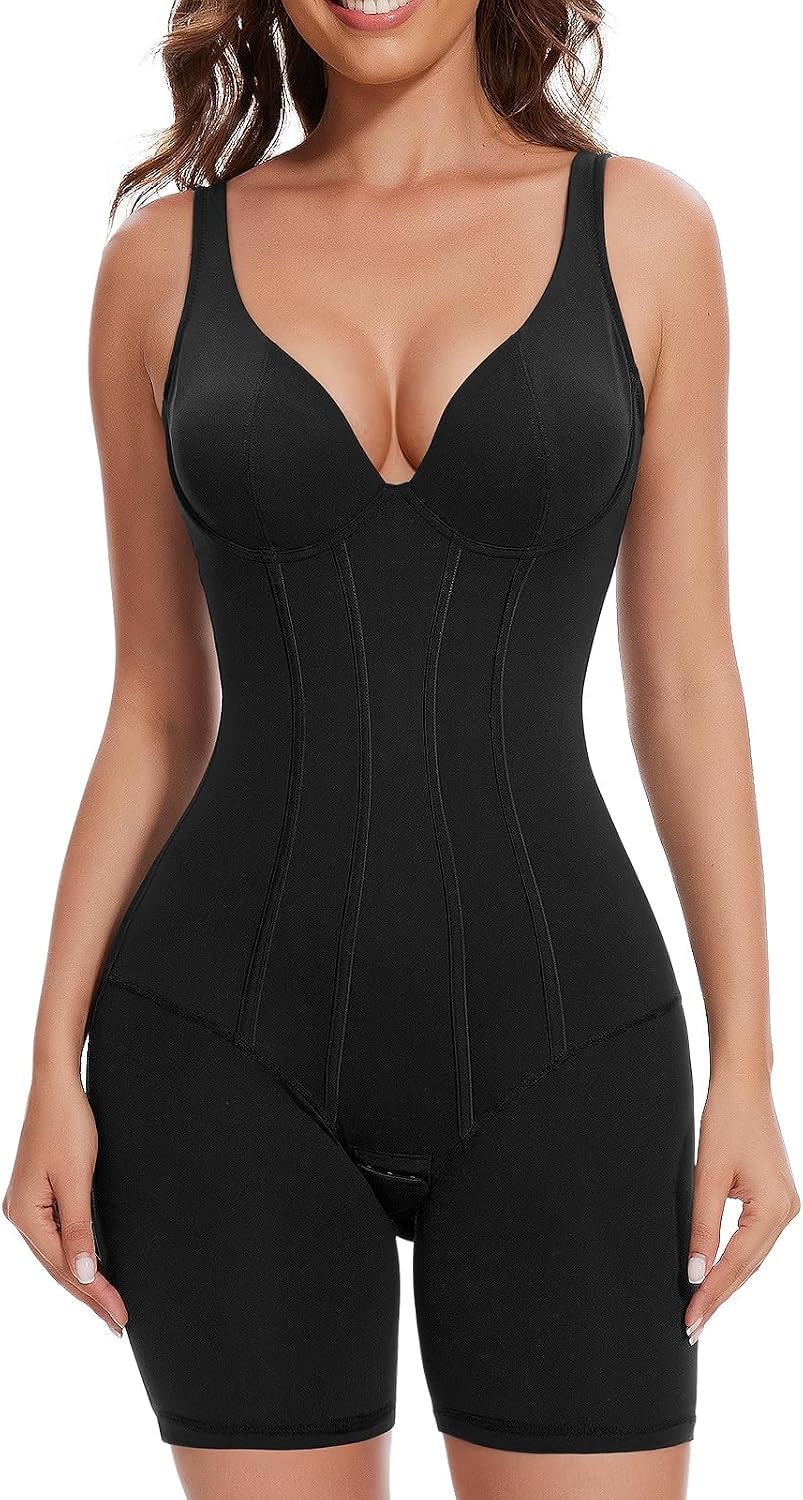Women V-Neck Corset Bodysuits - Tummy Control Sculpting Body Suits : Hip Lifter Shapewear Outfits Club Tops