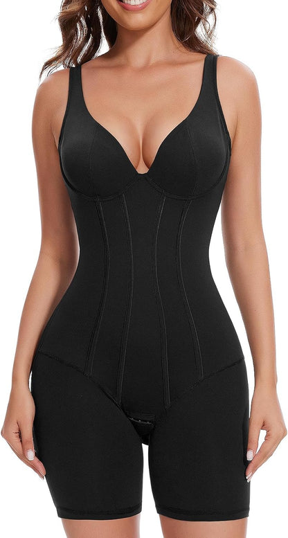Women V-Neck Corset Bodysuits - Tummy Control Sculpting Body Suits : Hip Lifter Shapewear Outfits Club Tops